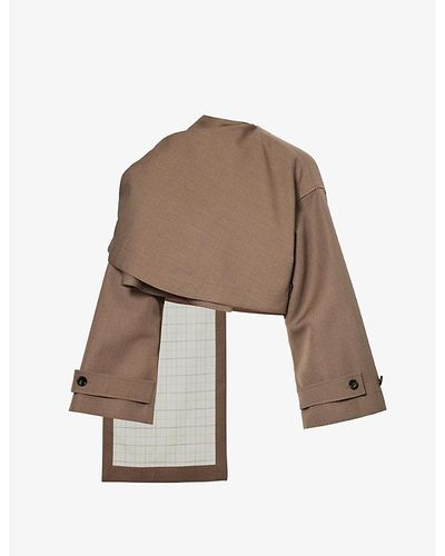 Bottega Veneta Cape-panel Boxy-fit Wool Jacket - Brown