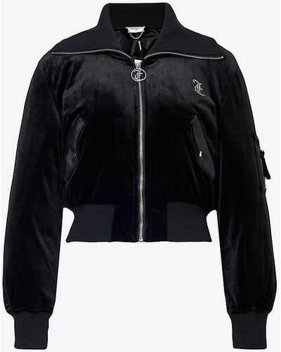 Juicy Couture Rydell Rhinestone-embellished Velour Bomber Jacket - Black