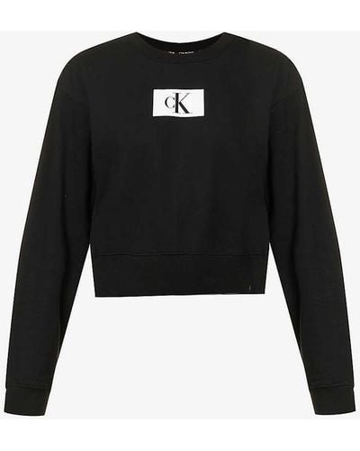 Calvin Klein 1996 Lounge Logo-print Cotton And Recycled-cotton Sweatshirt X - Black