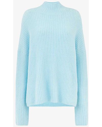 Whistles High-neck Ribbed Knitted Jumper - Blue