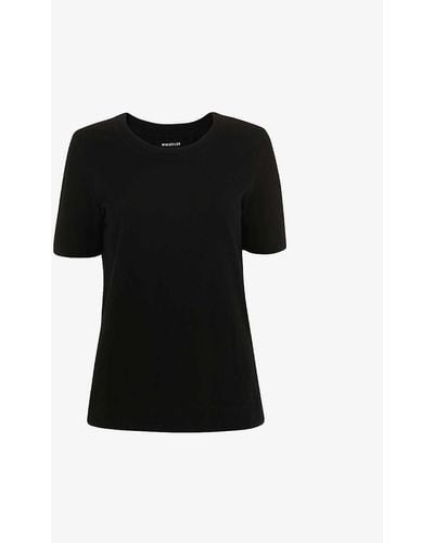 Whistles Rosa Double-trim Cotton T-shirt - Black
