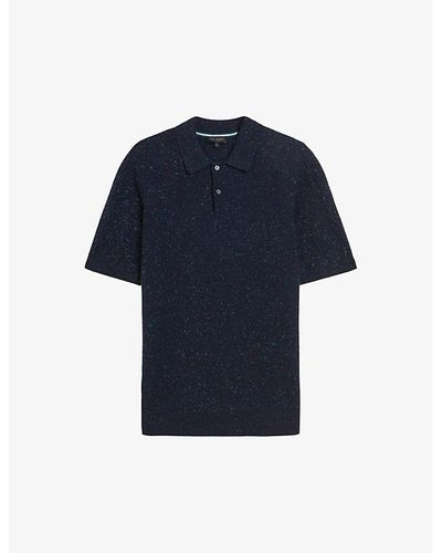 Ted Baker Vy Ustee Marled Knitted Polo Shirt - Blue