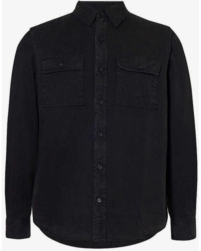 True Religion Brand-embroidered Flap-pocket Cotton Shirt - Blue