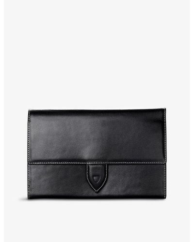 Aspinal of London Deluxe Logo-embossed Leather Travel Wallet - Black