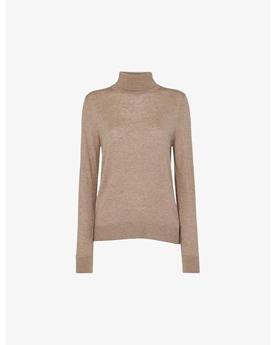 Whistles Sparkle Roll-neck Wool-blend Sweater - Natural