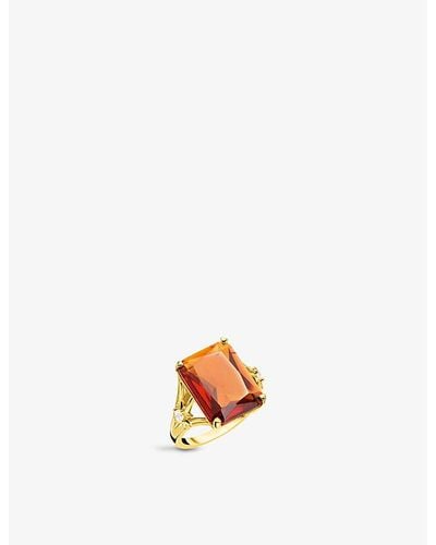 Thomas Sabo Magic Stones 18ct Yellow Gold-plated Sterling-silver And Zirconia Cocktail Ring - Orange