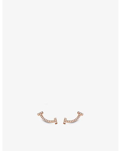 Tiffany & Co. Tiffany T Smile 18ct Rose-gold And Diamond Earrings - White