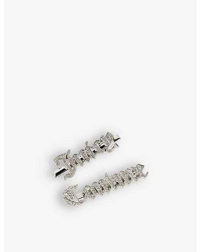 Juicy Couture Crystal-embellished Metal Hair-clips Pack Of Two - White