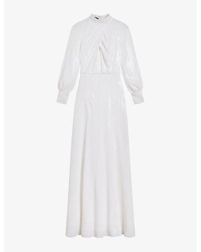 Ted Baker Mayrose Blouson-sleeved Crepe Maxi Dress - White