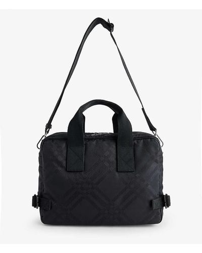 Burberry Check-pattern Nylon-blend Briefcase - Black