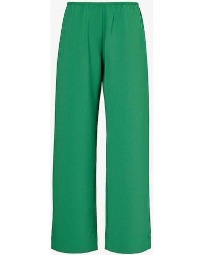 Leset Arielle Elasticated-waistband Mid-rise Wide-leg Woven Trousers - Green