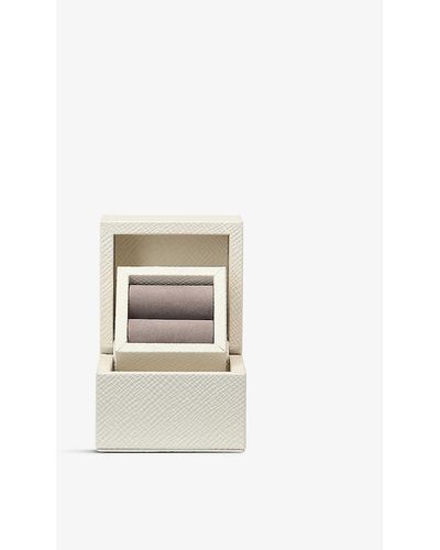 Smythson Panama Crossgrain Leather Ring Box - White