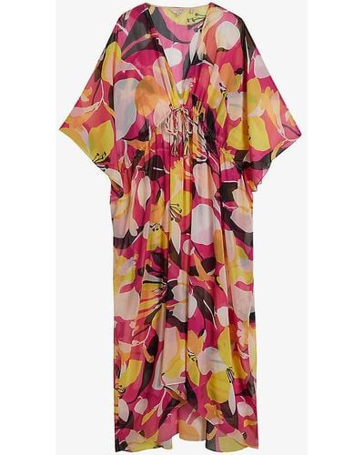 Ted Baker Lucenaa Abstract-print Woven Maxi Dress - Red