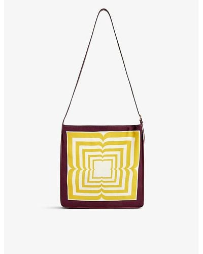 Dries Van Noten Abstract-pattern Adjustable-strap Woven Tote Bag - Yellow