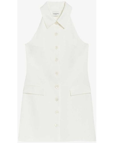 Claudie Pierlot Ritalie Sleeveless Satin Mini Dress - White