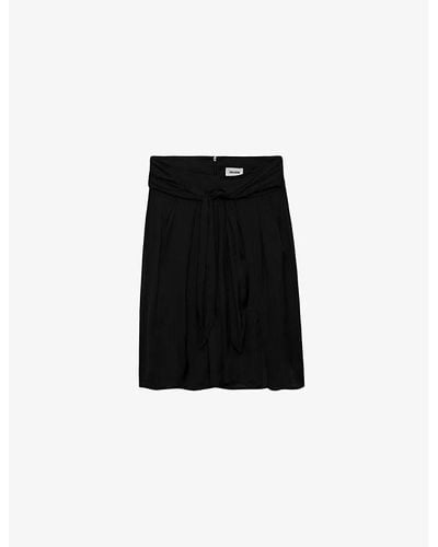 Zadig & Voltaire Joji Tie-waist High-rise Satin Mini Skirt - Black