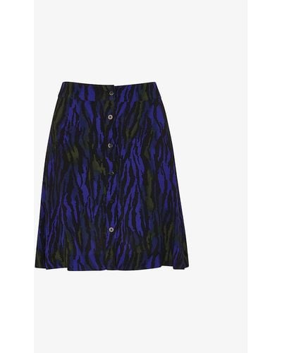 Whistles Tiger-print Woven Mini Skirt - Blue