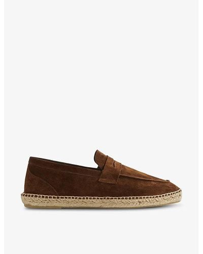 Reiss Cannes Slip-on Suede Espadrille Loafers - Brown