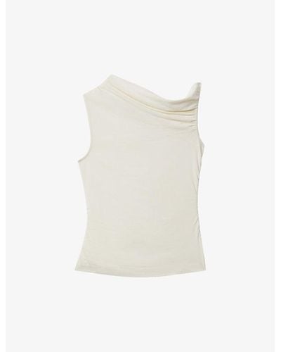 Reiss Dylan Ruched Woven-blend Top - White