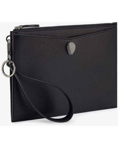 BVLGARI Serpenti Forever Leather Pouch - Black