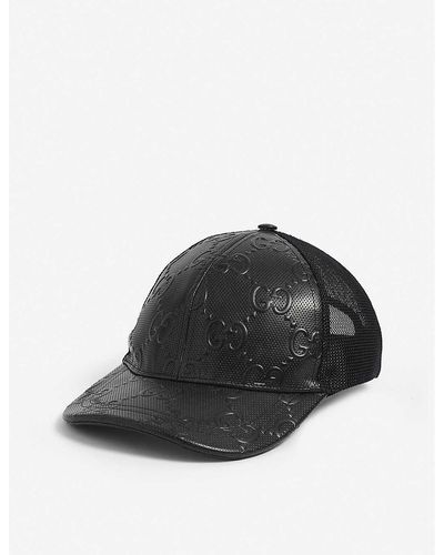 Gucci Logo-embossed Leather Trucker Cap - Black