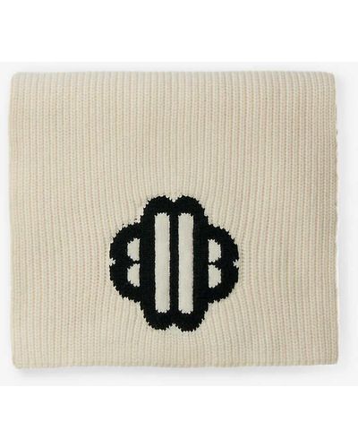 Maje Emyscarfy Logo-embroidered Wool-blend Scarf - Natural