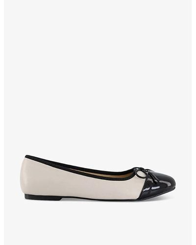 French Sole Amelie Bow-embellished Leather Ballet Flats - White