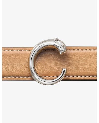 Cartier Panthère Logo-buckle Leather Belt - Natural