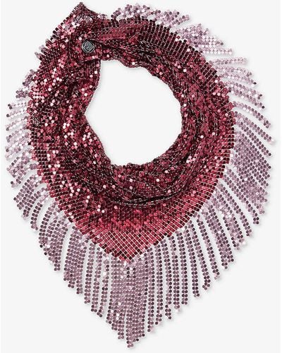 Rabanne Pixel Rhinestone-embellished Metal Scarf - Pink