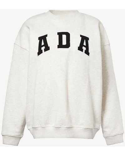 ADANOLA Logo-embroidered Oversized Organic-cotton Sweatshirt - White