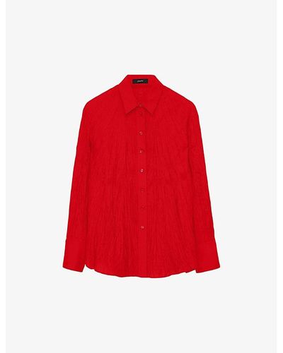 JOSEPH Bercy Relaxed-fit Textured Silk Blouse