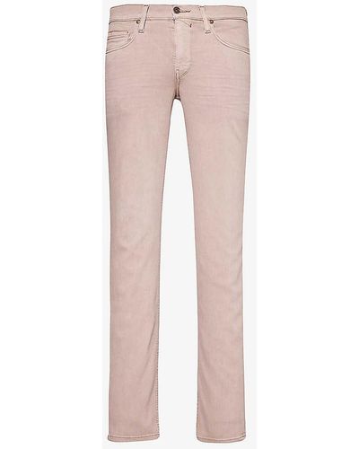 PAIGE Lennox Tapered-leg Low-rise Stretch-woven Blend Jeans - Pink