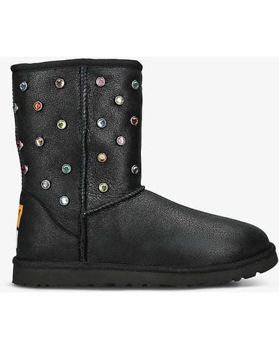 UGG X Gallery Dept Crystal-embellished Suede Ankle Boots - Black