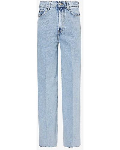 Totême Faded-wash Wide-leg High-rise Organic-cotton Denim Jeans - Blue