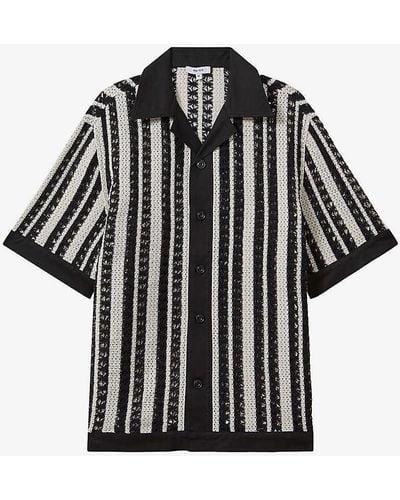 Reiss Romy Stripe Cotton-blend Shirt X - Black