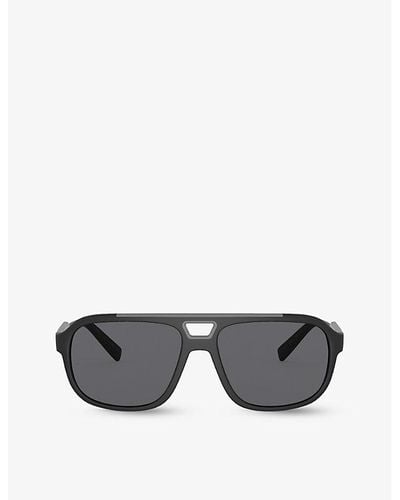 Dolce & Gabbana Dg6179 Pilot-frame Nylon Sunglasses - Gray