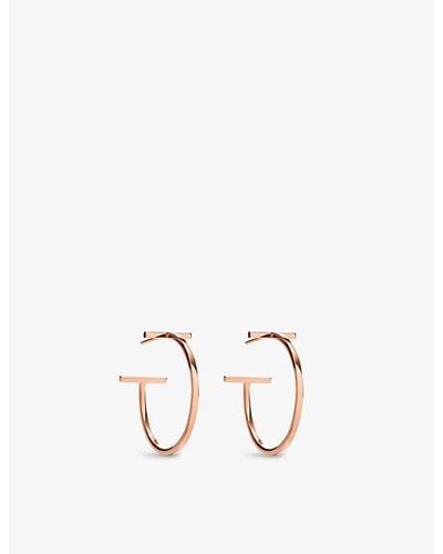Tiffany & Co. Tiffany T 18ct Rose-gold Hoop Earrings - Natural