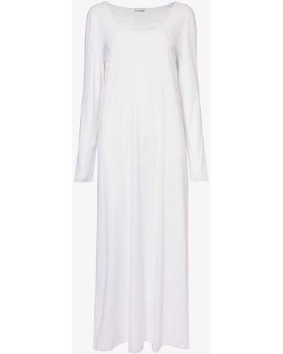 Hanro Michelle Long-sleeve Cotton-jersey Night Dress - White