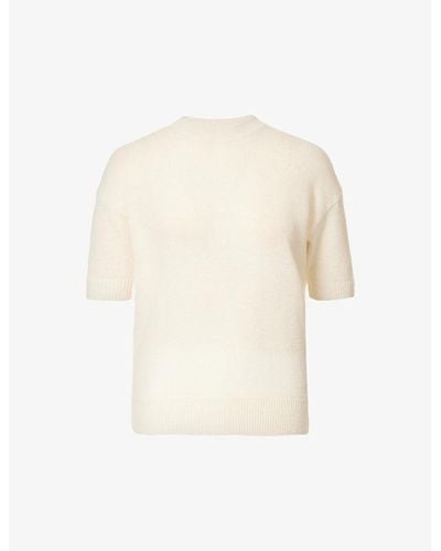 Theory Short-sleeved Relaxed-fit Cashmere Sweater X - Natural