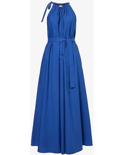 Weekend by Maxmara Fidato Sleeveless Cotton Midi Dress - Blue
