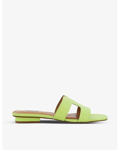 Dune Loupe Square-toe Cut-out Leather Sandals - Green
