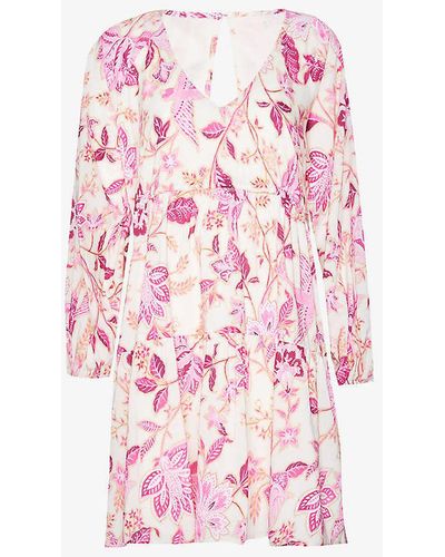 Seafolly Silk Road Floral-print Cotton-blend Mini Dress - Pink