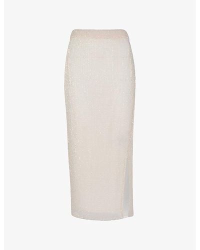 Whistles Sadie Sequined Recycled-polyester Midi Skirt - White