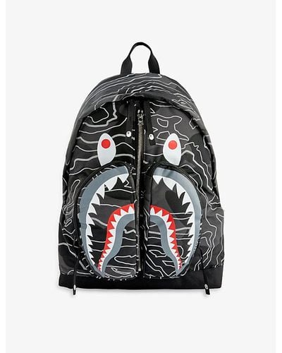 A Bathing Ape Camo Shark Shell Backpack - Black