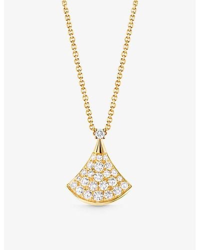 BVLGARI Divas' Dream 18ct Yellow-gold And 0.47ct Pavé Diamond Pendant Necklace - Metallic
