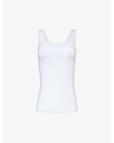 Hanro Slim-fit Sleeveless Stretch-woven Top - White