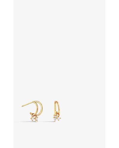 Astrid & Miyu Celestial 18ct Yellow -plated Recycled Sterling-silver And Cubic Zirconia huggie Hoop Earrings - Natural