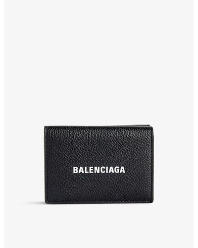Balenciaga Logo-print Mini Leather Wallet - Black
