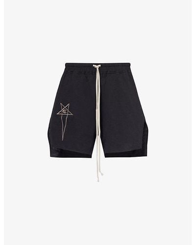 Rick Owens X Champion Brand-embroidered Cotton-jersey Shorts - Blue
