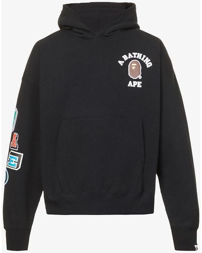 A Bathing Ape Fonts Graphic-print Regular-fit Cotton-jersey Hoody - Black